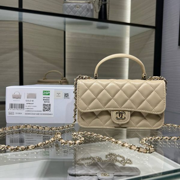 CHANEL MINI FLAP WITH TOP HANDLE(HIGH-END GRADE)