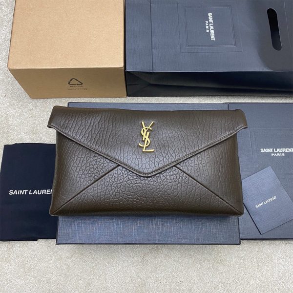 YSL CASSANDRE large envelope pouch in lambskin
