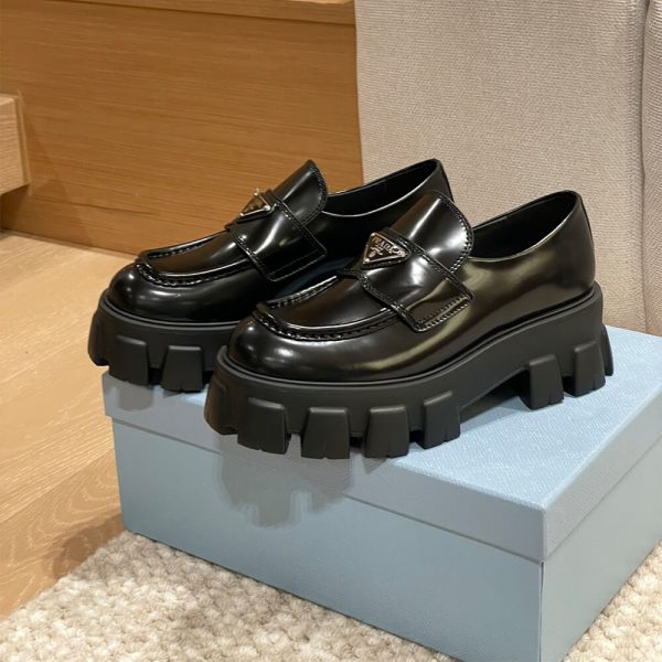 Prada Brushed leather Monolith loafers