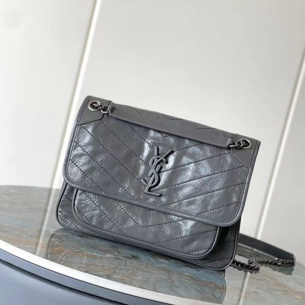 YSL NIKI MEDIUM IN CRINKLED VINTAGE LEATHER(HIGH-END GRADE)