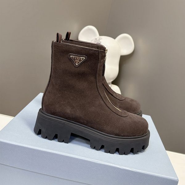 PRADA Suede booties with zip