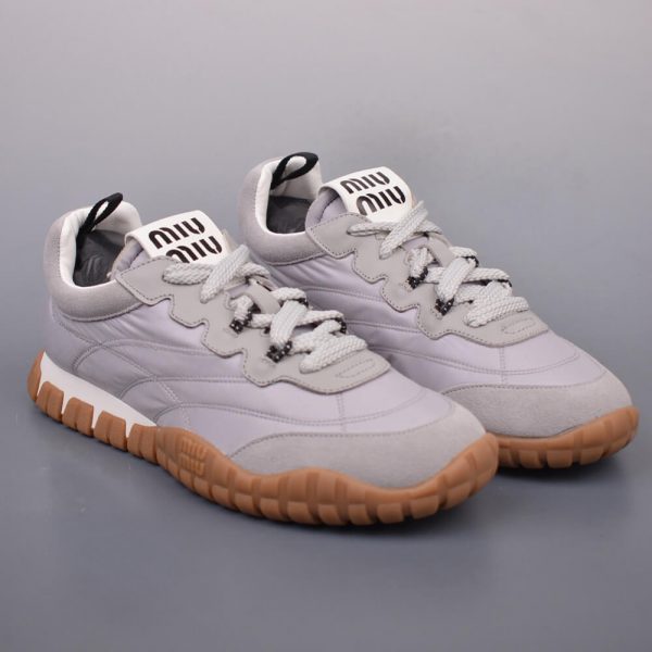 MIUMIU Tyre technical fabric and suede sneakers