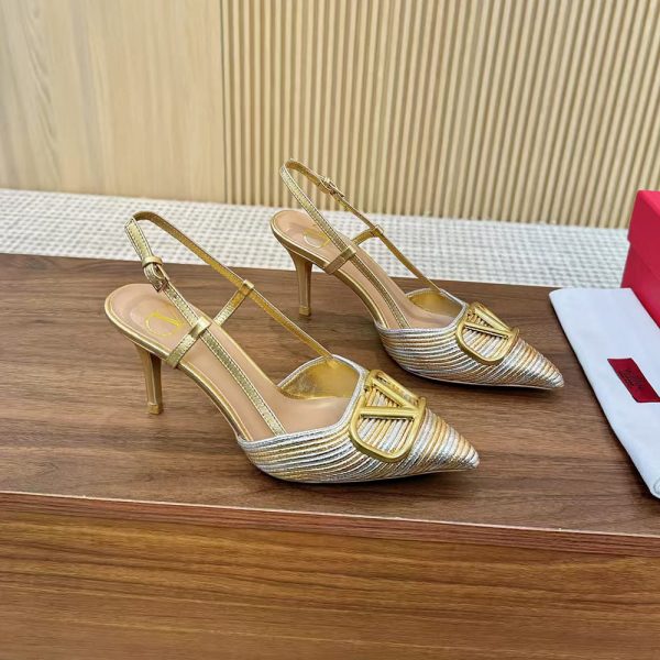VALENTINO VLOGO SIGNATURE metallic slingback high heels (heel height 8 cm)