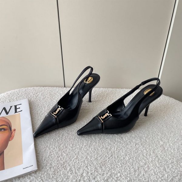 YSL Babylone Breteuil Slingback Pumps in Smooth Leather