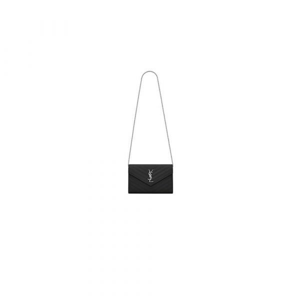 YSL classic cassandre chain wallet in grain de poudre leather(high-end grade)