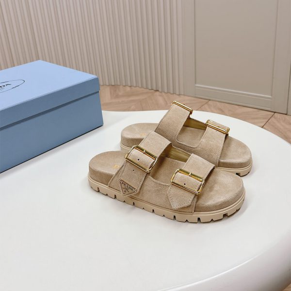 PRADA Suede strap slides