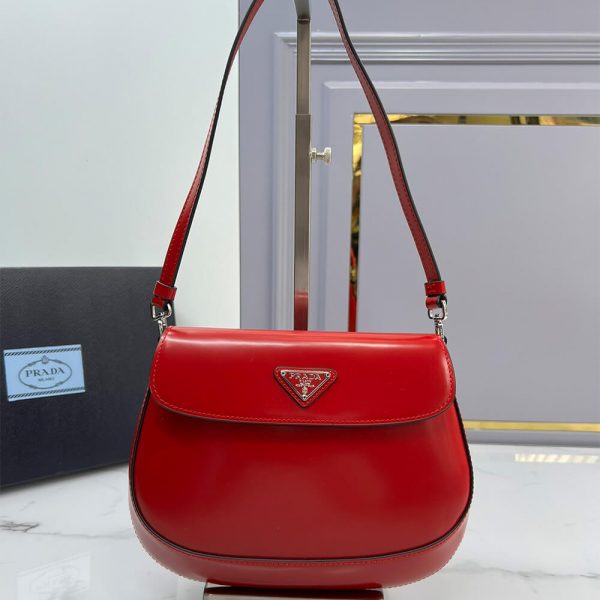 Small Prada Cleo brushed leather shoulder bag with flap