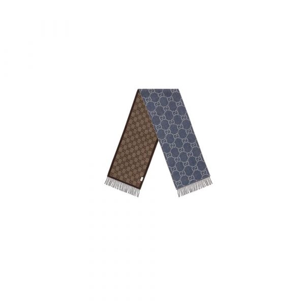 GUCCl GG jacquard tassel knit scarf