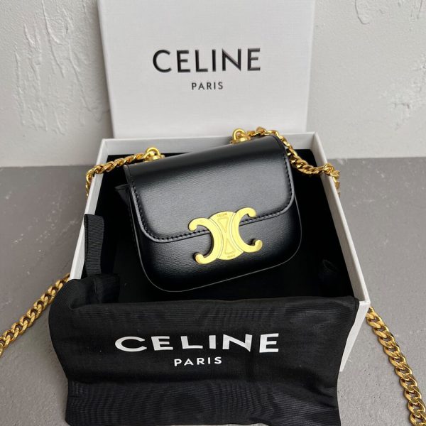 CELINE MINI CHAIN CLAUDE IN Shiny calfskin(HIGH-END GRADE)