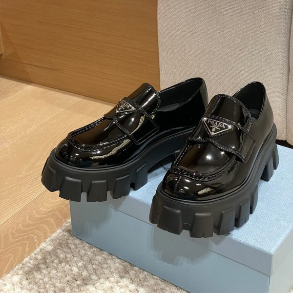 Prada Monolith patent leather loafers