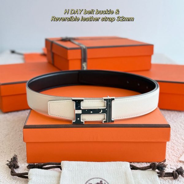 HERMES Fibbia da cintura reversibile H Day & Night & Pellereversibile per cintura 32 mm