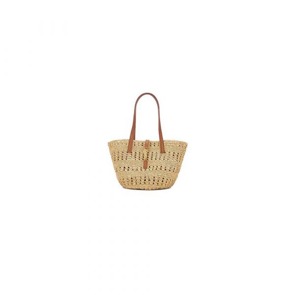 YSL Medium Panier Raffia Bag In Brown