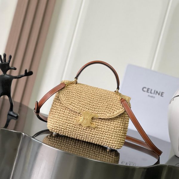 CELINE TEEN NINO BAG IN Raffia and calfskin(HIGH-END GRADE)