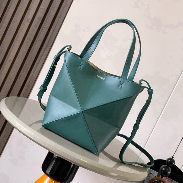 LOEWE Mini Puzzle Fold tote in shiny calfskin(HIGH-END GRADE)