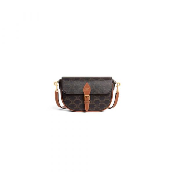Celine FOLCO SHOULDER BAG IN Triomphe Canvas and Calfskin