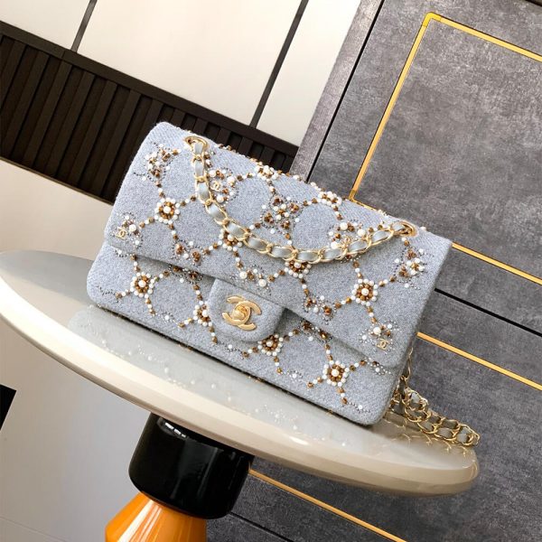 CHANEL Pearl Classic Double Flap Handbag(HIGH-END GRADE)