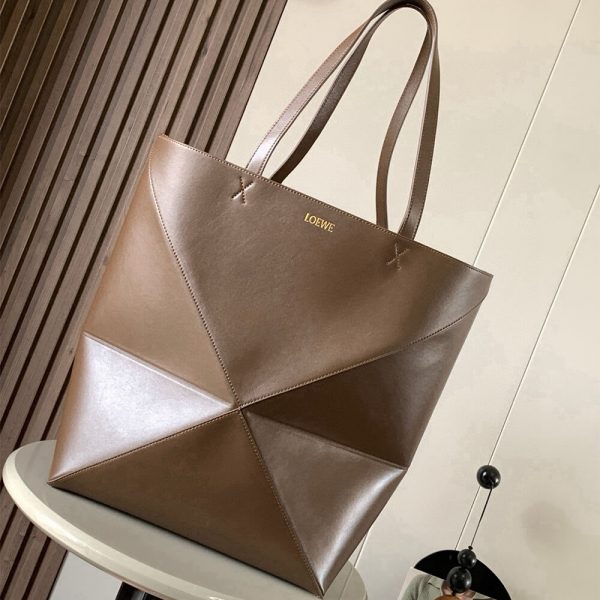 LOEWE XL Puzzle Fold tote in shiny calfskin(HIGH-END GRADE)