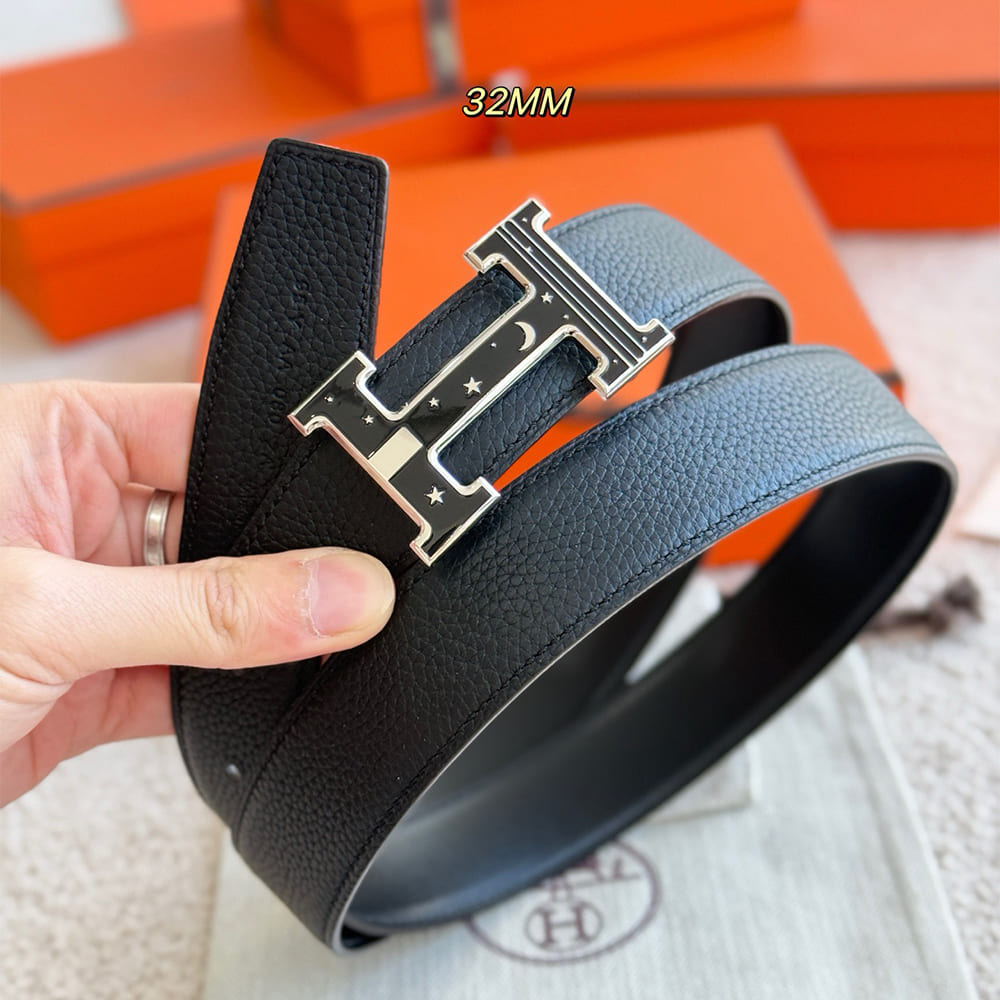 HEA-239534_04_5-260 HERMES Fibbia da cintura reversibile H Day & Night & Pellereversibile per cintura 32 mm
