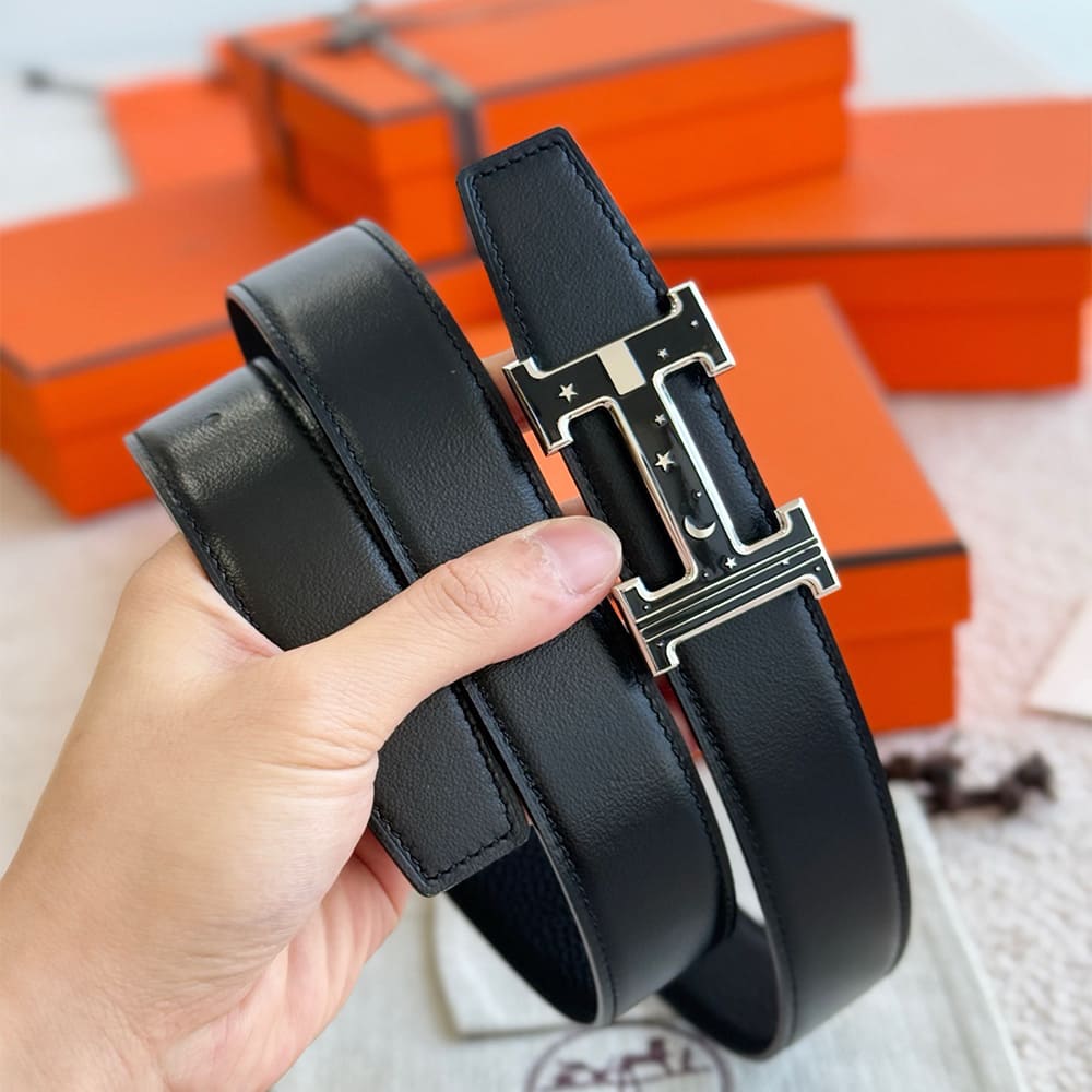 HEA-239534_05_6-260 HERMES Fibbia da cintura reversibile H Day & Night & Pellereversibile per cintura 32 mm