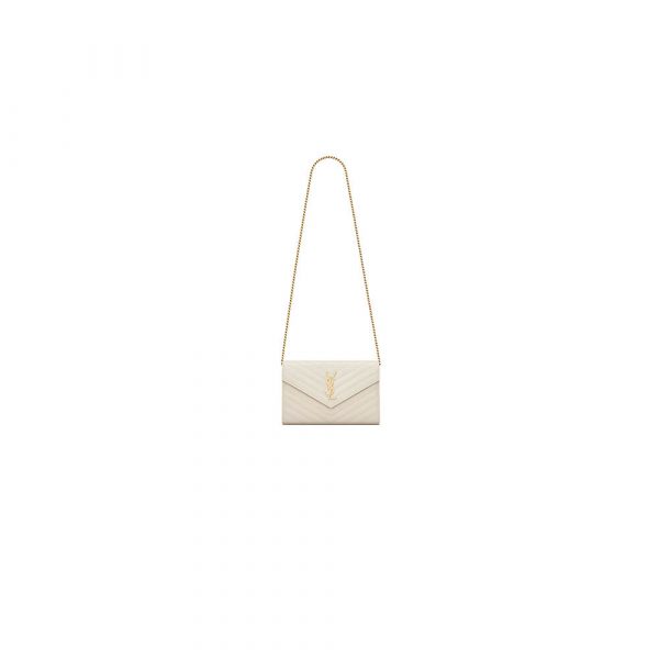 YSL classic cassandre chain wallet in grain de poudre leather