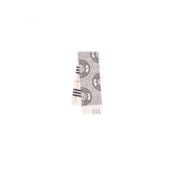 Burberry Reversible Check And Monogram Cashmere Scarf