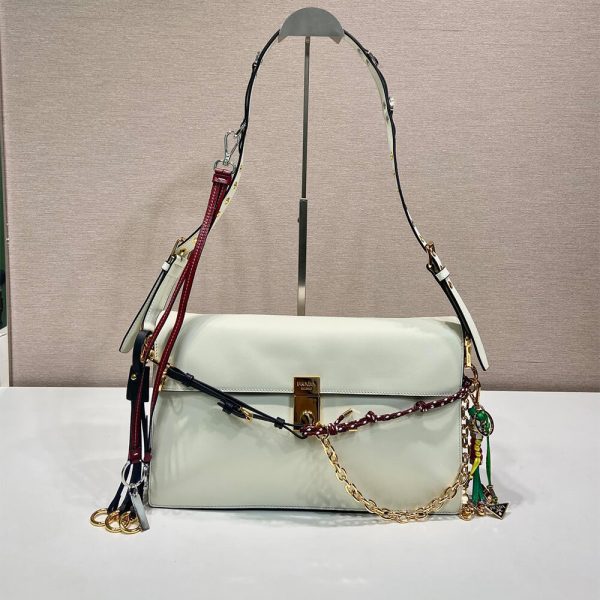 Prada Soft Sound large leather shoulder bag with charms(high-end grade)