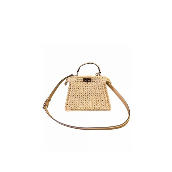 FENDI Peekaboo ISeeU Small Raffia(TAX-FREE GRADE)