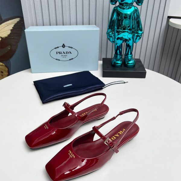 Prada Patent Leather Slingback Ballerinas