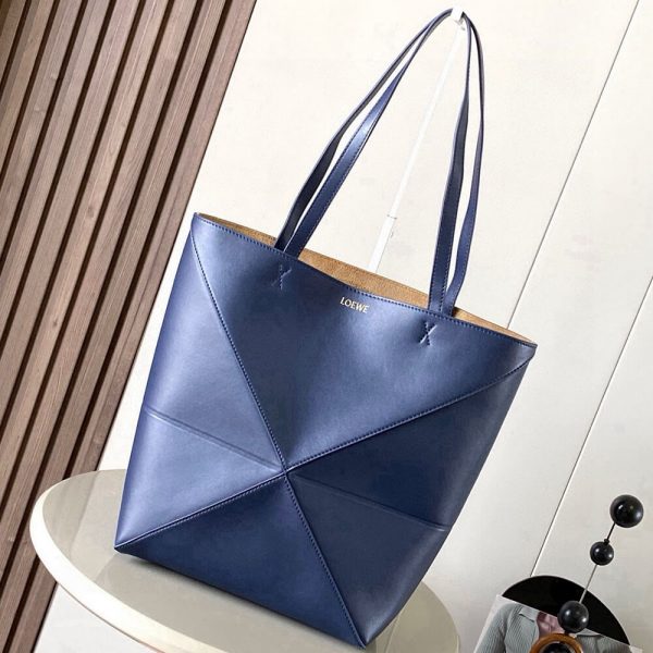 LOEWE Medium Puzzle Fold tote in shiny calfskin(HIGH-END GRADE)