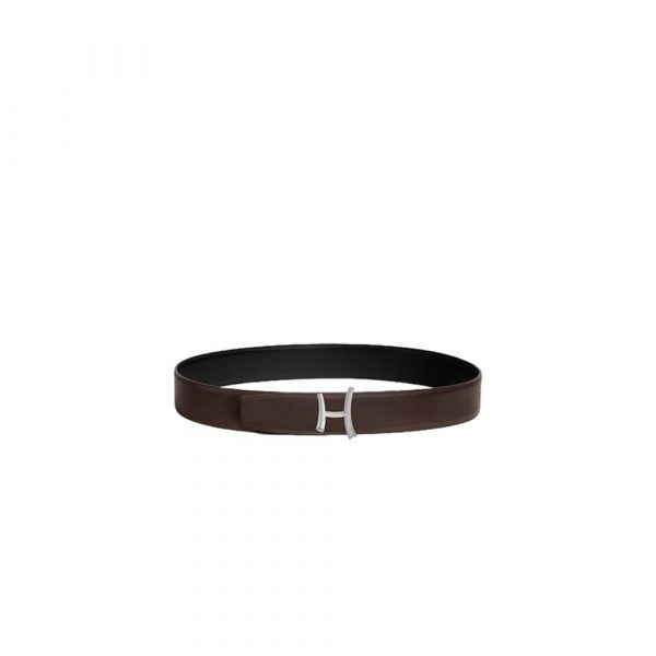 HERMES Script belt buckle & Reversible leather strap 38 mm