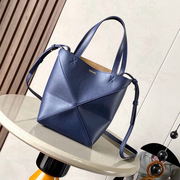 LOEWE Mini Puzzle Fold tote in shiny calfskin(HIGH-END GRADE)