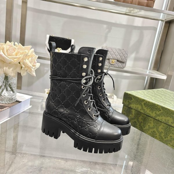 GUCCI Women’s lace-up ankle boot with GG