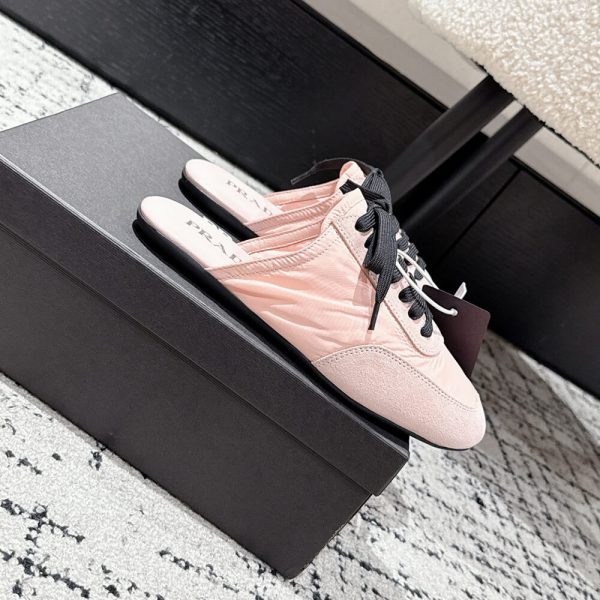 PRADA Collapse Re-Nylon and suede mules
