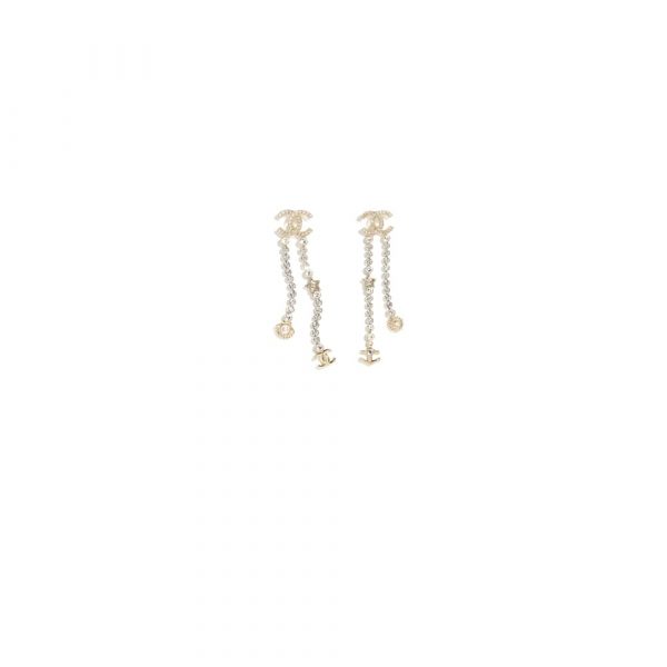 Chanel Rhinestone Pearl Shell Drop Earrings