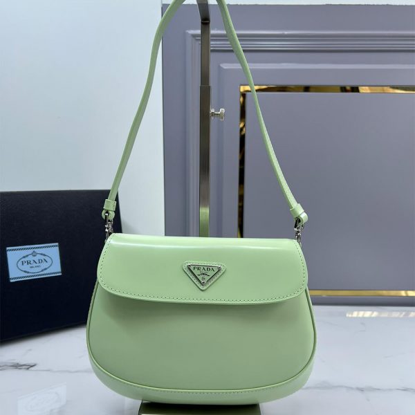 Small Prada Cleo brushed leather shoulder bag with flap