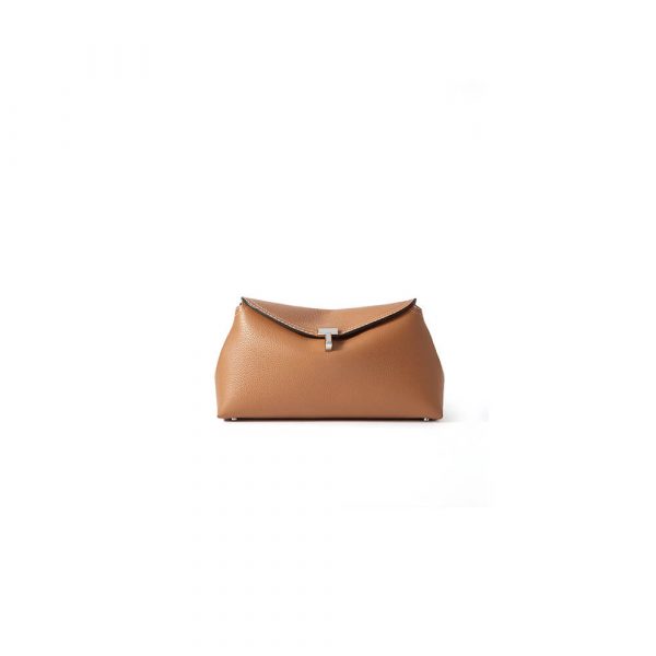 TOTEME T-Lock grained-leather clutch(High-end Grade)