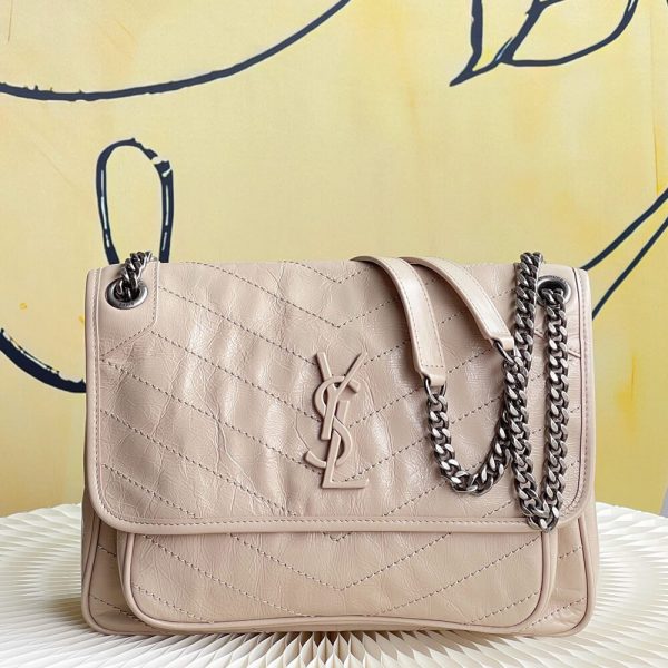 YSL NIKI MEDIUM IN CRINKLED VINTAGE LEATHER(HIGH-END GRADE)