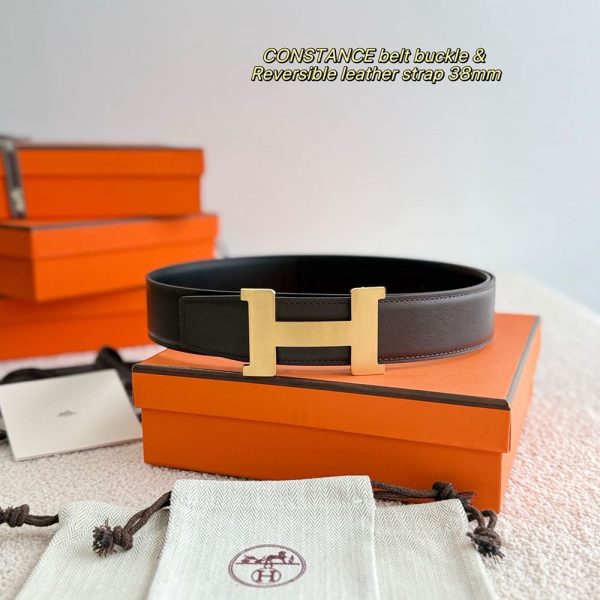 HERMES Boucle de ceinture Constance & Cuir de ceinture r??versible 38 mm
