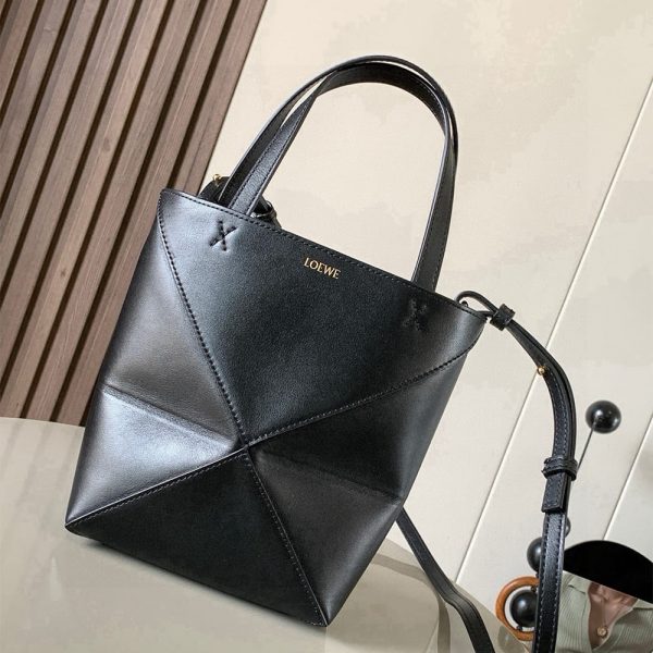 LOEWE Mini Puzzle Fold tote in shiny calfskin(HIGH-END GRADE)