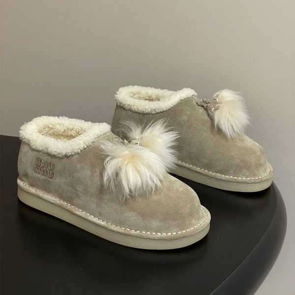MIUMIU Suede and shearling mules
