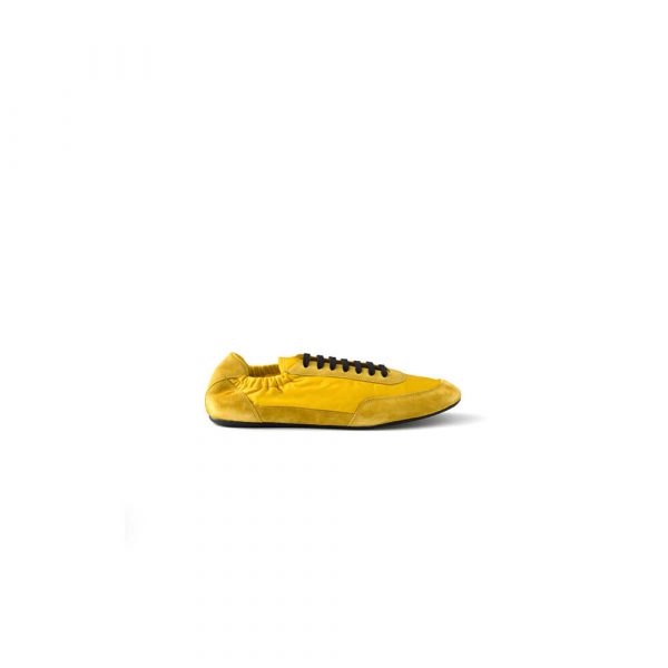 PRADA Collapse Re-Nylon and suede elasticized sneakers