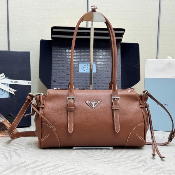 Prada Bonnie medium antiqued leather tote bag(HIGH-END GRADE)