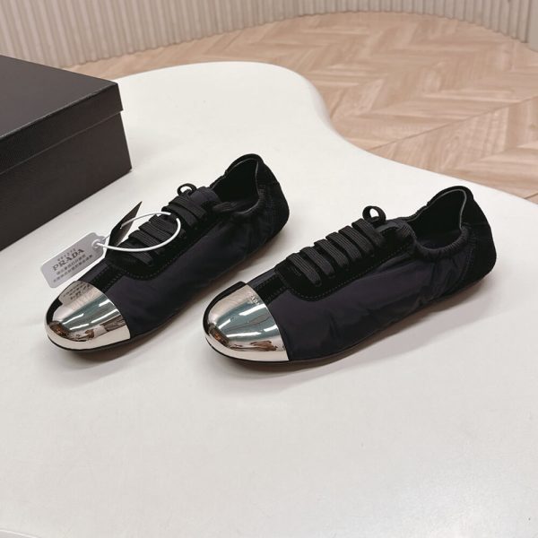 PRADA Collapse Re-Nylon and suede sneakers with metal toecap