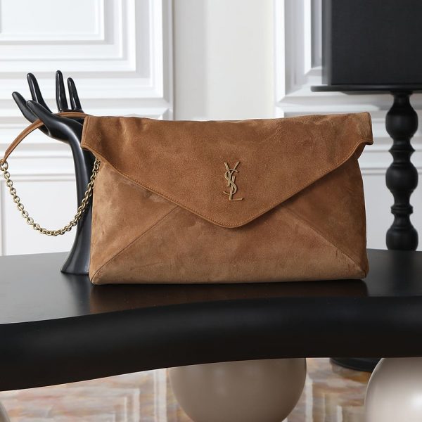 YSL CASSANDRE XXL pouch on chain in suede