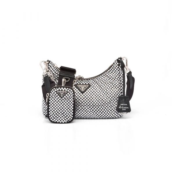 Prada Re-Edition 2005 satin bag with crystals