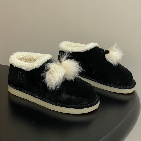 MIUMIU Suede and shearling mules