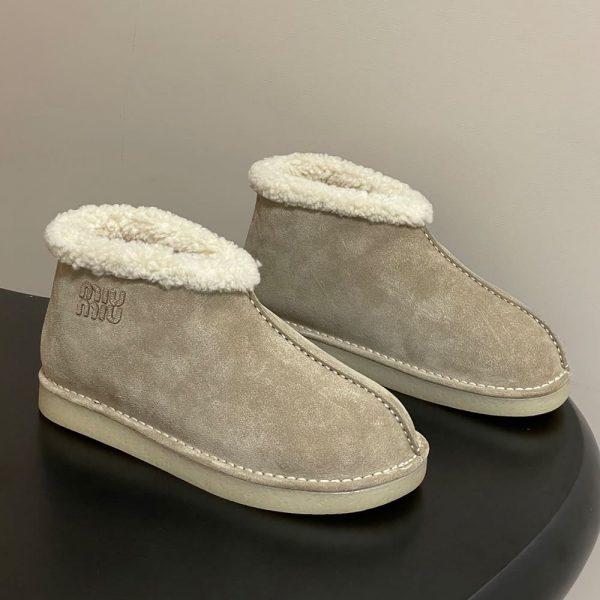 MIUMIU Suede and shearling slip-on booties