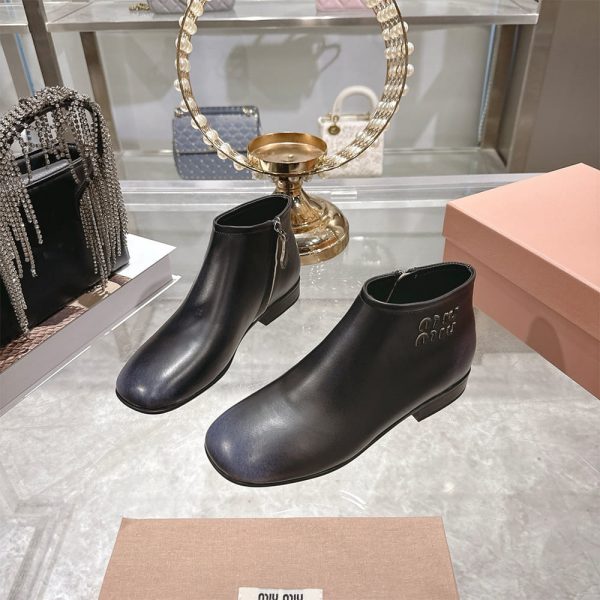MIUMIU Fumé Leather Ankle Boots