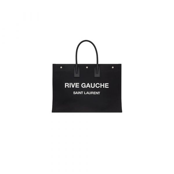 RIVE GAUCHE TOTE BAG IN LINEN AND LEATHER