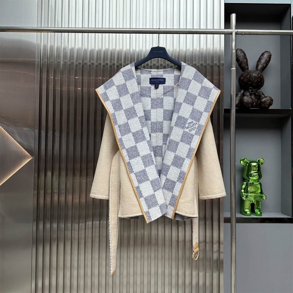 LV Reversible Damier Azur Hooded Wrap Coat(HIGH-END GRADE)